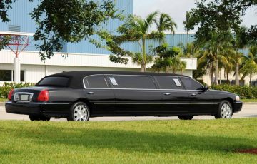 Black limo Luxury black limousine awaiting customers